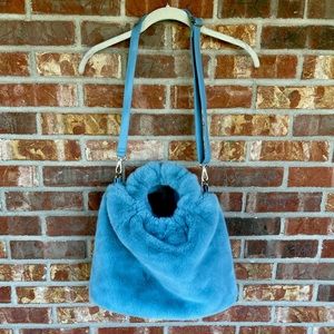 Baby blue faux fur purse
